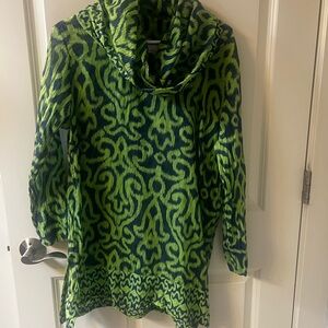 Gretchen Scott Designs Vibrant Green and Blue Cowl Neck tunic